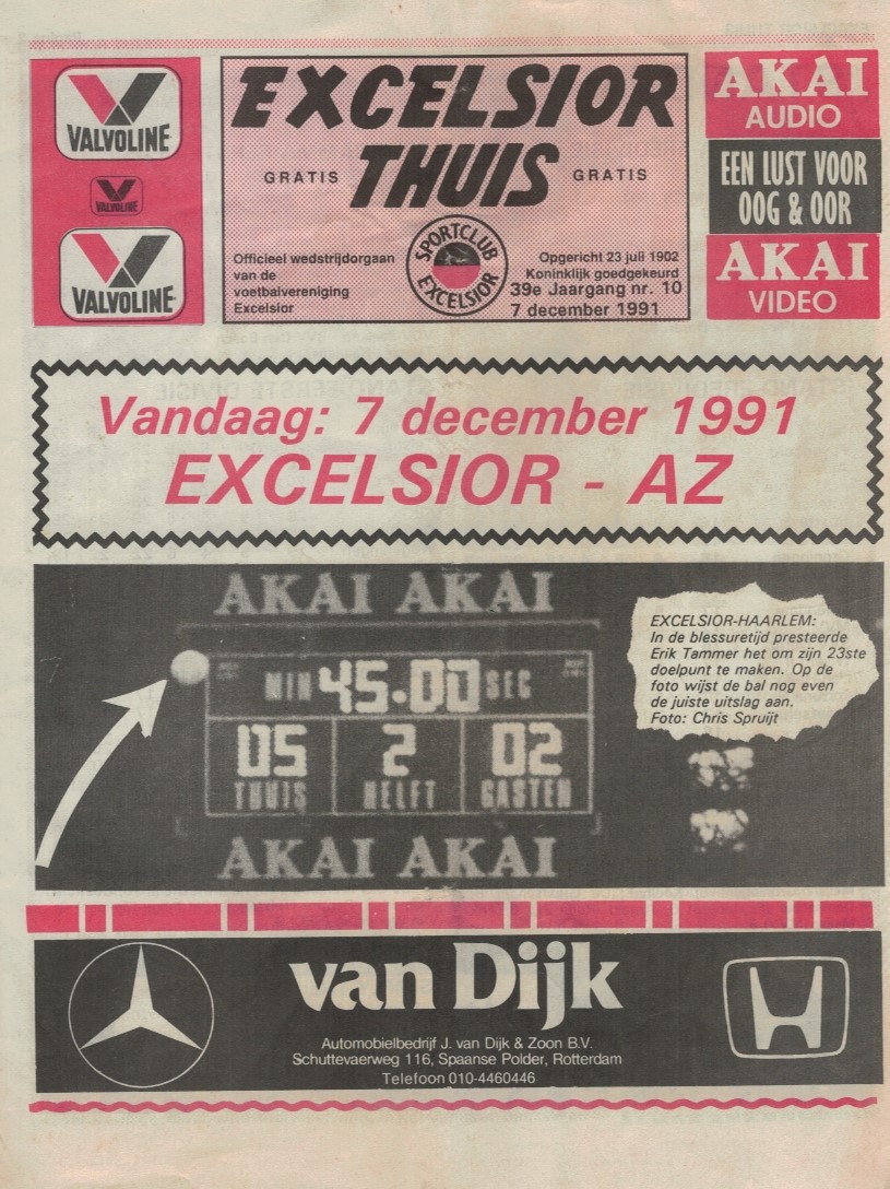AZ Programma 7-dec-1991 Excelsior uit